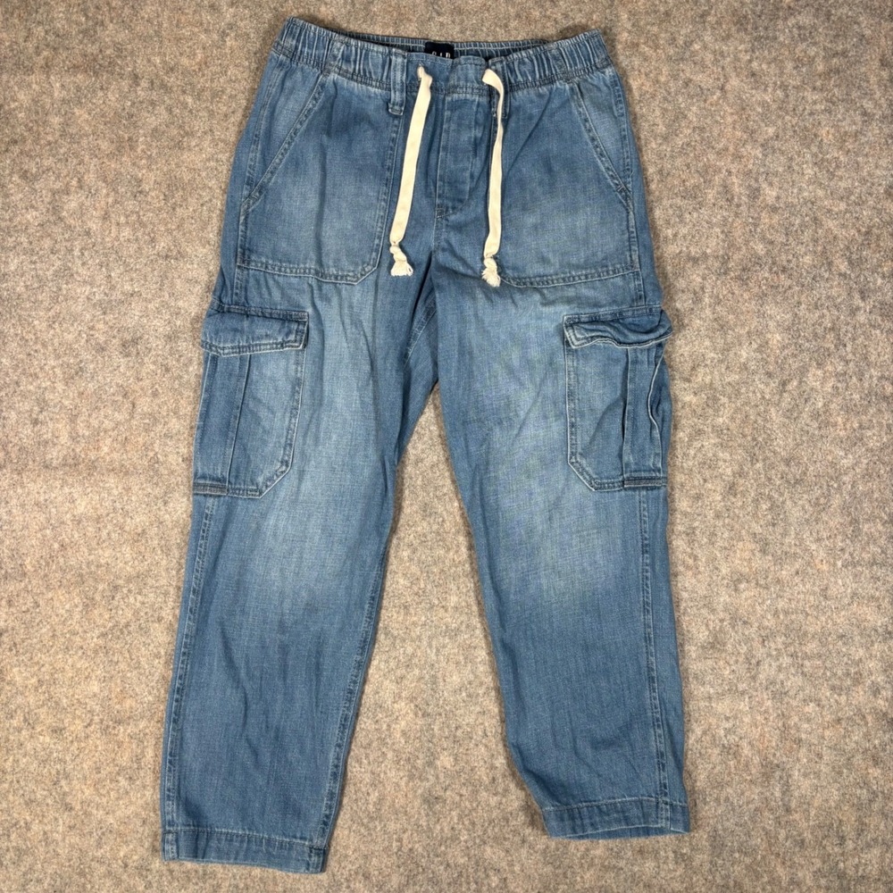 Gap Easy Jean Cargo Pants Womens S Blue Medium Indigo Denim Utility 857272-00